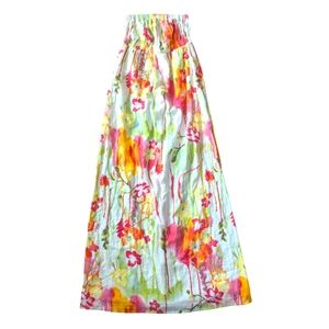 Old Navy Sleeveless Maxi Dress Floral Print Linen Blend Lined Spring Tropical S